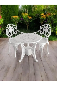 Ferforje görünümlü Plastik Yuvarlak Isparta Masa Sandalye Takımı